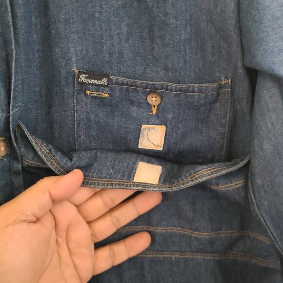 Faconnable Men’s Denim Shirt M Blue Button Down Long Sleeve French Designer - Picture 8 of 11